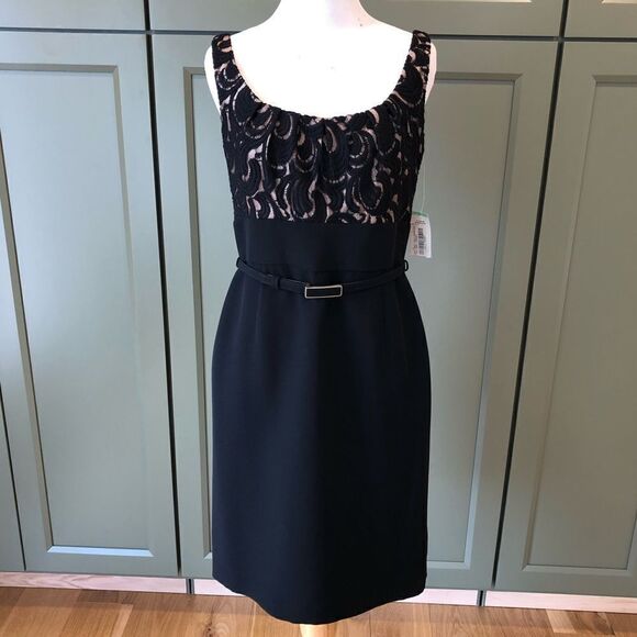 Evan Picone Dresses & Skirts - Evan Picone Black Dress with Cream Lace Detail